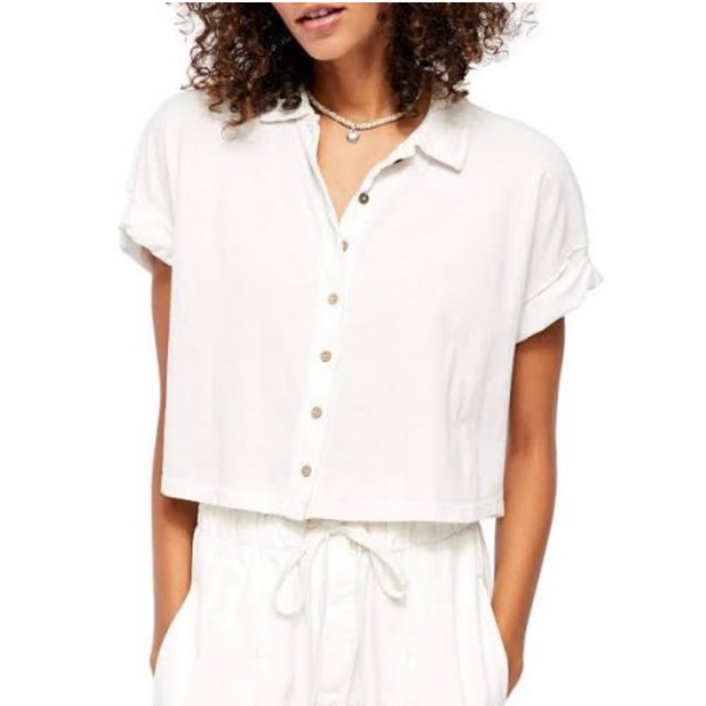Free People Weekend Rush Top White Size XS